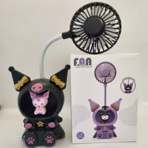 Mini ventilador kuromi con luz y sacapuntas