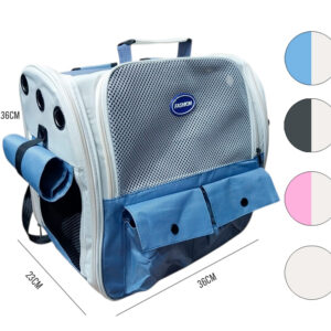 MOCHILA TRANSPORTADORA MASCOTAS c/ BOLSILLOS