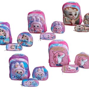Set Mochila Nena 16 Pulgadas Con Lunchera y Cartuchera 3D