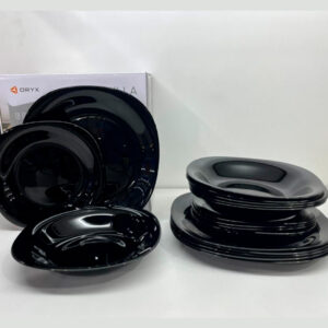 SET NEGRO DE VAJILLA DE VIDRIO ORYX