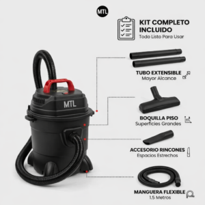 ASPIRADORA 15L NEGRA MTL