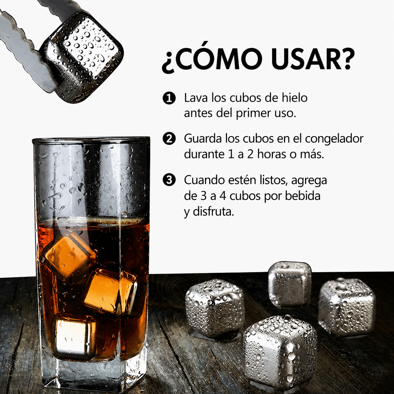 CUBETERA HIELO METAL PINZA SILICONA - Imagen 2