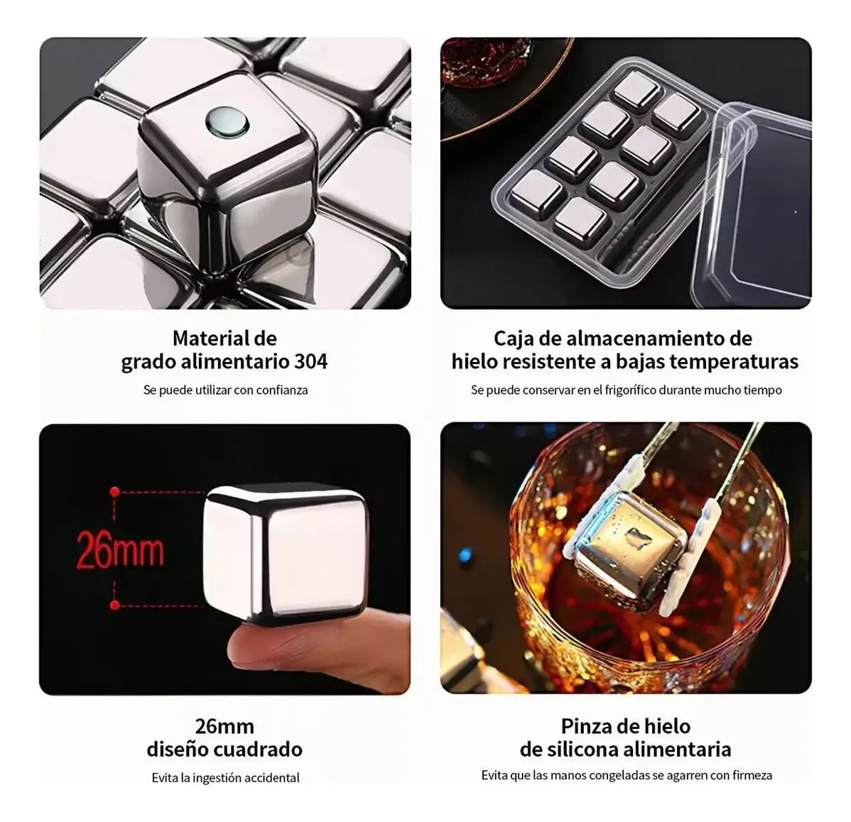 CUBETERA HIELO METAL PINZA SILICONA - Imagen 3