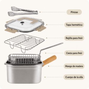SET OLLA FREIDORA DESMONTABLE 6 piezas